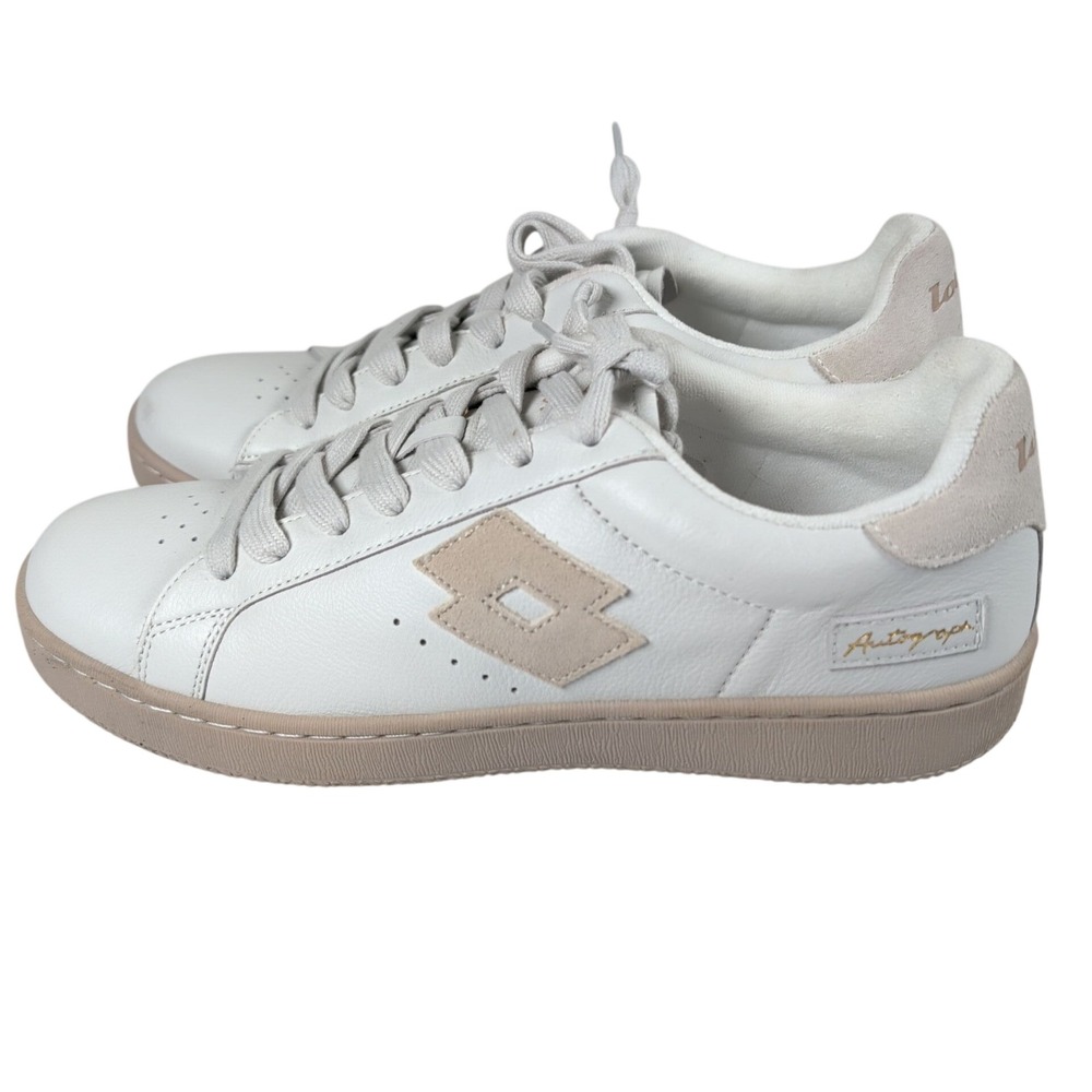 Lotto Mens 10.5 Autograph Sneakers White Beige Leather Retro Sport Streetwear